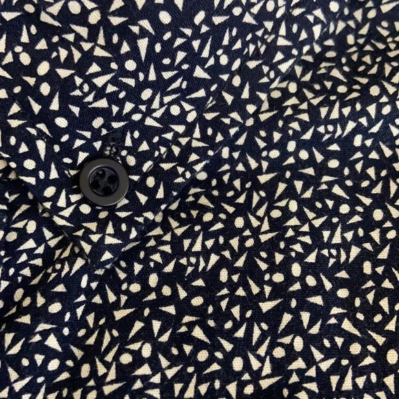 Carbon 100% Cotton Short Sleeve Navy & White Button Down Casual Shirt - Large - Picture 5 of 7